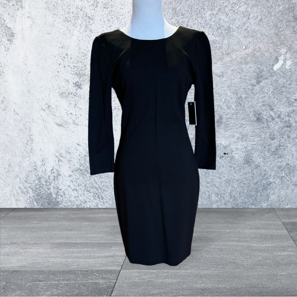 Juicy Couture' Solid Ponte Dress' in Pitch Black Exposed Zipper Size M NWT